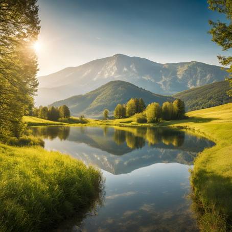 Charming Landscape of Bosnia and Herzegovina  Mount Lebrsnik with Lake and Fields