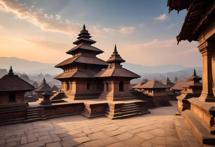 Charming Landscape of Changunarayan Temple in Historic Bhaktapur, Nepal