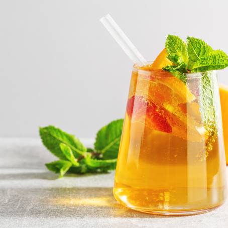 Charming Outdoor Party Drink Station with Peach Lemonade