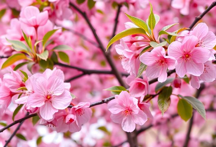 Charming Pink Sakura Blossoms as a Background for Tranquility