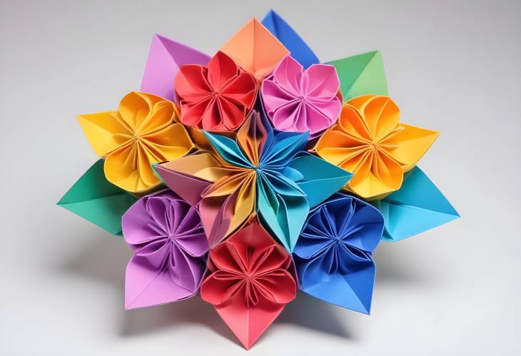 Charming Rainbow Kusudama Origami Flowers in Full Color