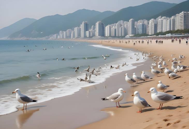 Charming Seagulls at Haeundae Beach, Busan, South Korea