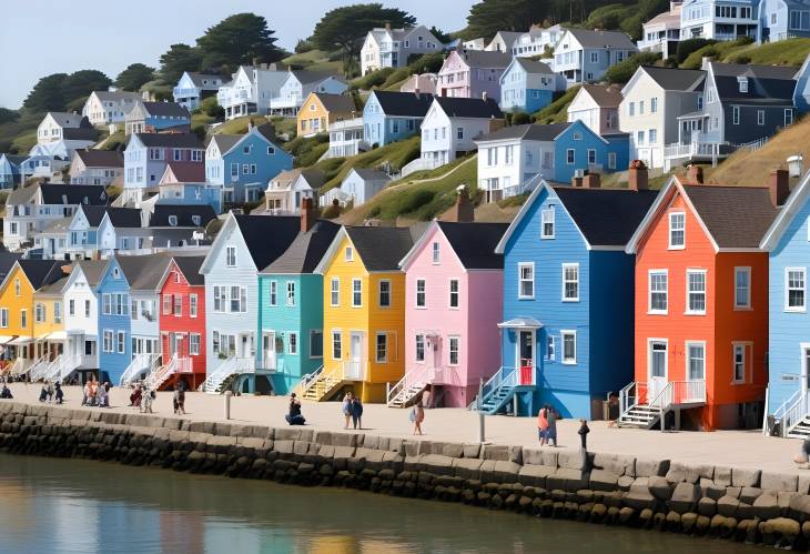 Charming Seaside Celebration Colorful Houses and Coastal Festivities