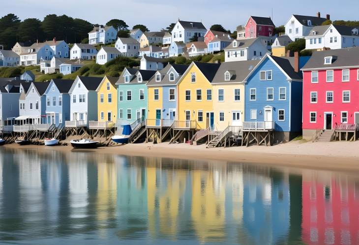 Charming Seaside Town Coastal Festival and Colorful Houses