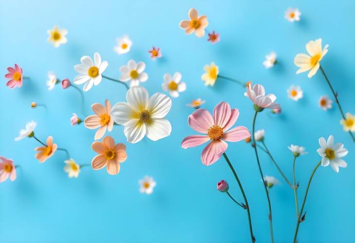 Charming Spring Flowers Against a Blue Sky