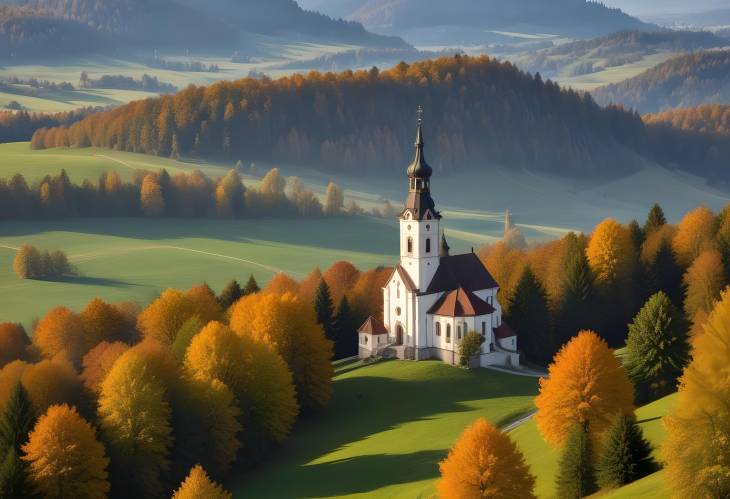 Charming St. Andreas Church in Etting Upper Bavarias Scenic Landscape Wallpaper