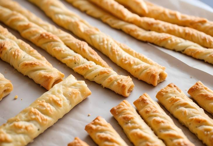 Cheese Straws Savory Baked Snack with Cheese and Pastry Dough