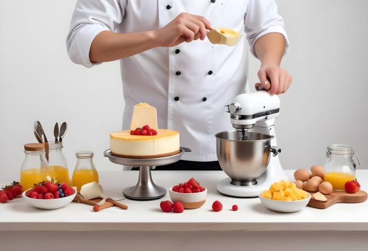 Chef Mixing Ingredients for Sweet Cheesecake