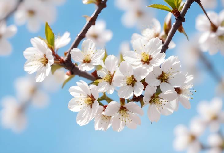 Cherry Blossom Branches with Soft Focus on Light Blue Sky