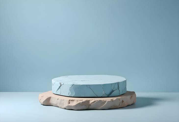 Chic Broken Stone Podium with Elegant Fabric Ideal for Luxury Cosmetic Product Presentation Agains