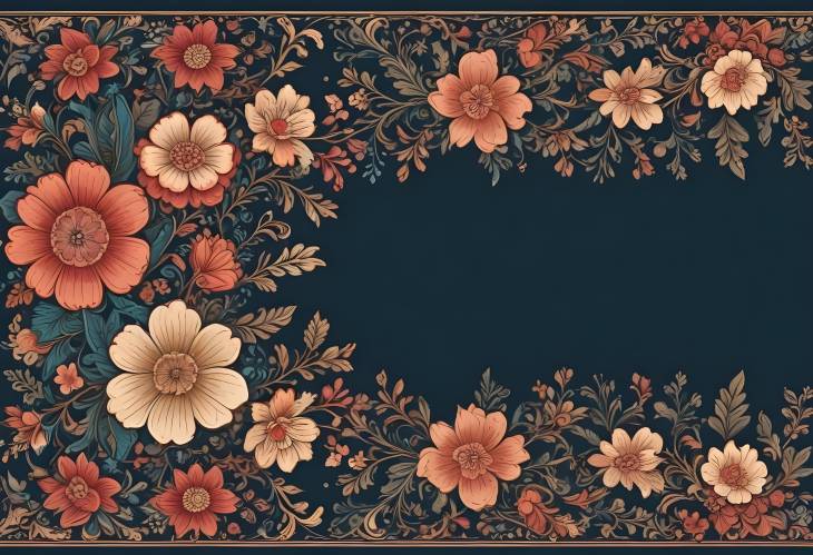 Chic Floral Border Design with Detailed Intricate Patterns and Elegant Decorative Elements