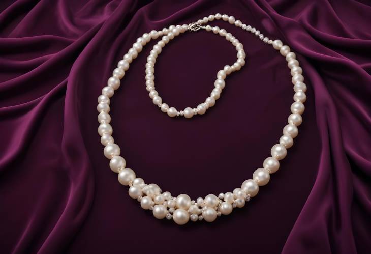 Chic Pearl Necklace Resting on Plush Velvet Background