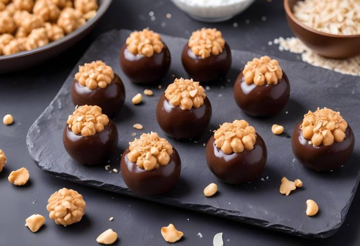 Chickpea and Peanut Butter Vegan Candy  Chocolate Covered Energy Balls with Coconut Chips