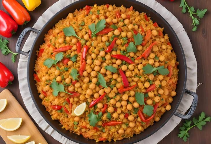 Chickpea and Red Pepper Paella A Wholesome Vegetarian Paella with Rich Flavor