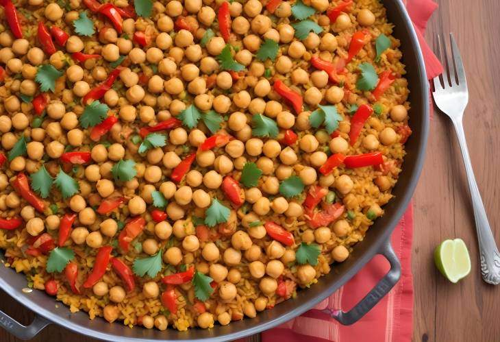 Chickpea and Red Pepper Paella Savory and Nutritious Vegetarian Paella for a Satisfying Meal