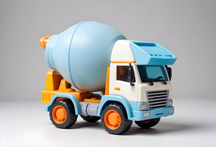 Childrens Multi Colored Plastic Toy Concrete Mixer  Fun Outdoor Vehicle on White Background