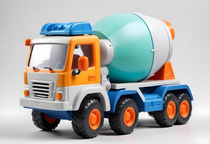 Childrens Plastic Concrete Mixer Toy  Multi Colored Outdoor Vehicle on White Background