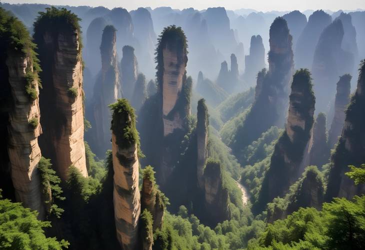 China Zhangjiajie Majestic Natural Mountain Landscape with Iconic Rock Formations