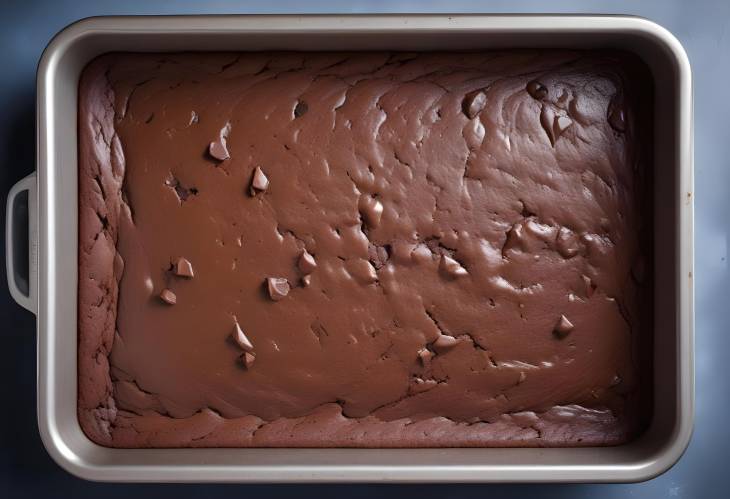 Chocolate Brownie Mixture in a Baking Tray A Rich, Fudgy Dessert Awaiting the Oven