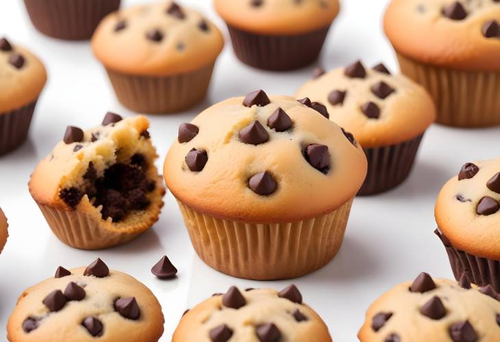 Chocolate Chip Muffin Closeup with a Fluffy Center