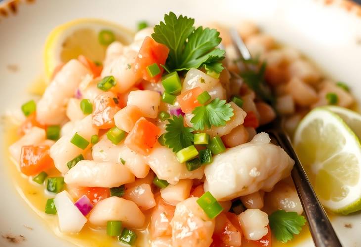 Citrusy Ceviche Latin American Seafood Dish with Onions