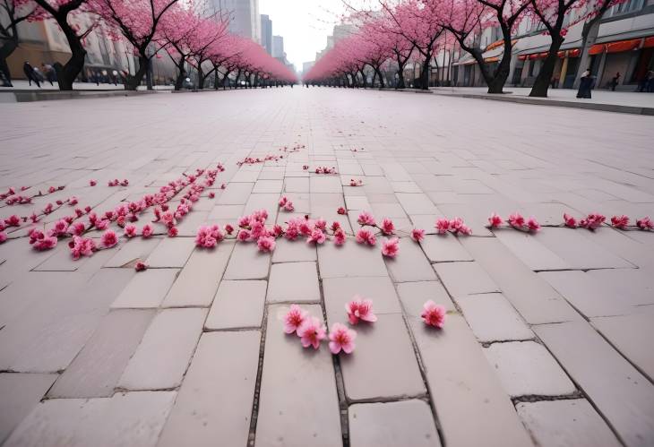 City Square Elegance Plum Blossoms Enhancing Urban Spaces