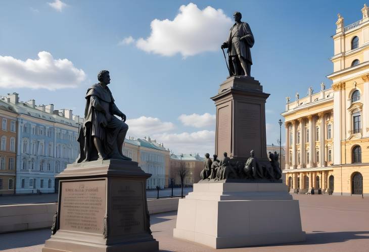 Cityscape of St. Petersburg Featuring the Monument to Peter the Great with Inscription 1782