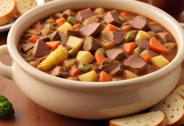 Classic Burgoo Hearty Kentucky Stew with Mixed Meats and Vegetables