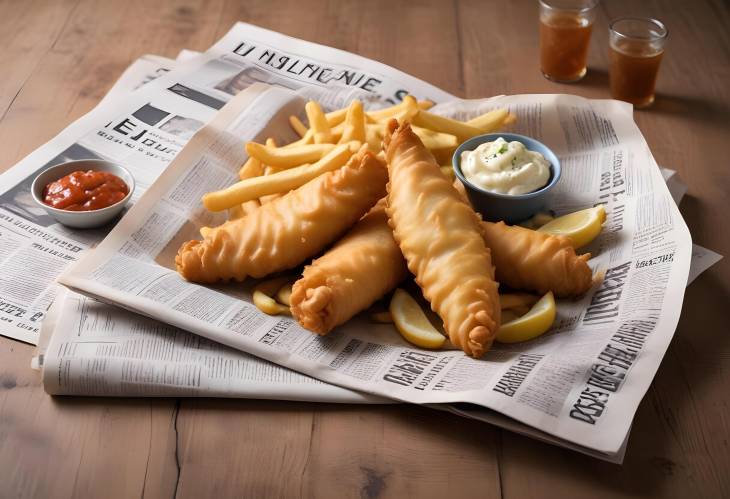 Classic Fish  Chips in Newspaper Wrap  Crispy Fish and Golden Fries Delight