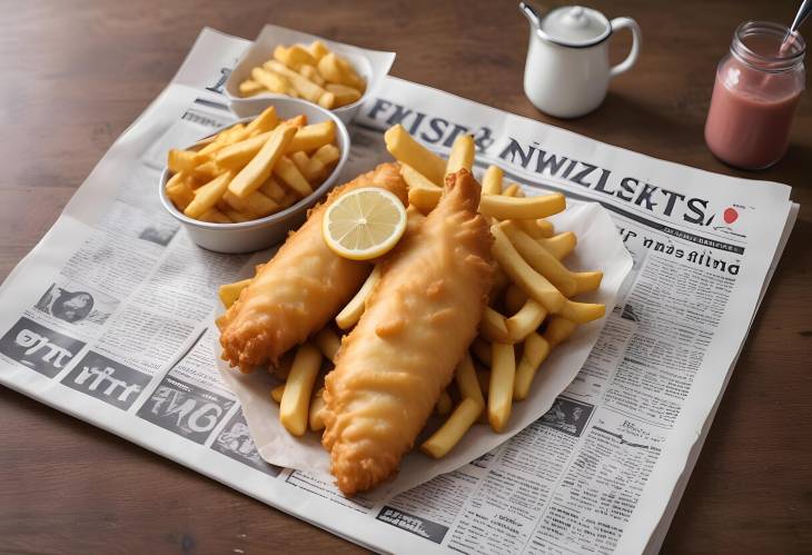 Classic Fish  Chips Served in Newspaper  Crispy and Delicious British Meal