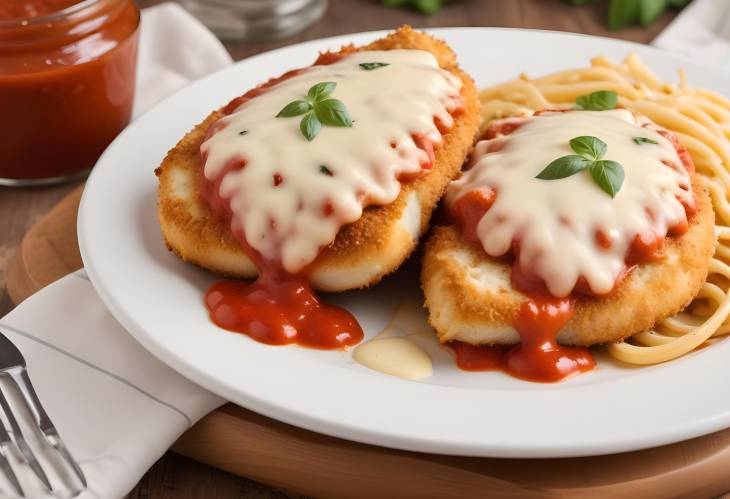 Classic Italian Chicken Parmesan Breaded Cutlets with Marinara and Cheese Melt