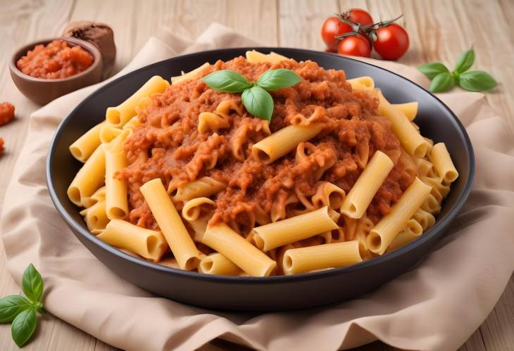 Classic Italian Pasta with Bolognese Isolated on White Plate