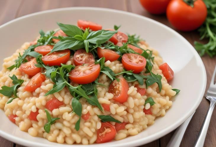 Classic Italian Risotto Fresh Tomato and Peppery Arugula