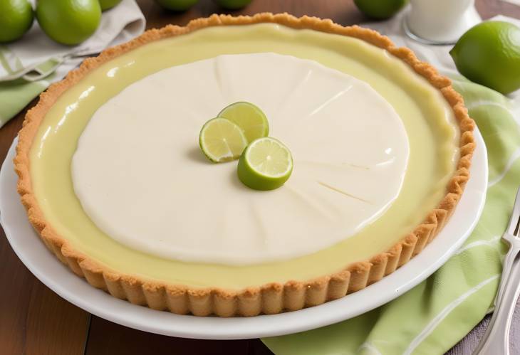 Classic Key Lime Pie Tart and Tangy Pie with Key Lime Juice, Condensed Milk, and Crust