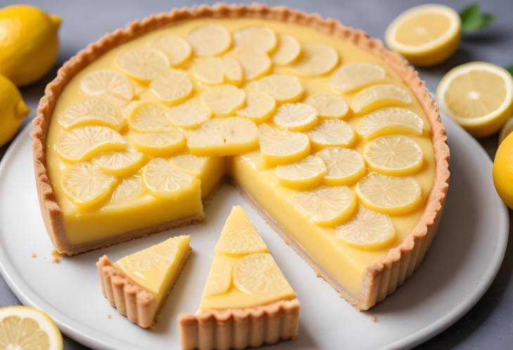 Classic Lemon Tart with Perfectly Cut Slices