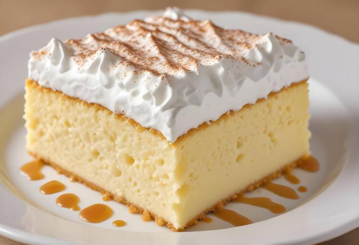 Classic Pastel de Tres Leches Moist Sponge Cake Soaked in Evaporated, Condensed, and Creamy Milk