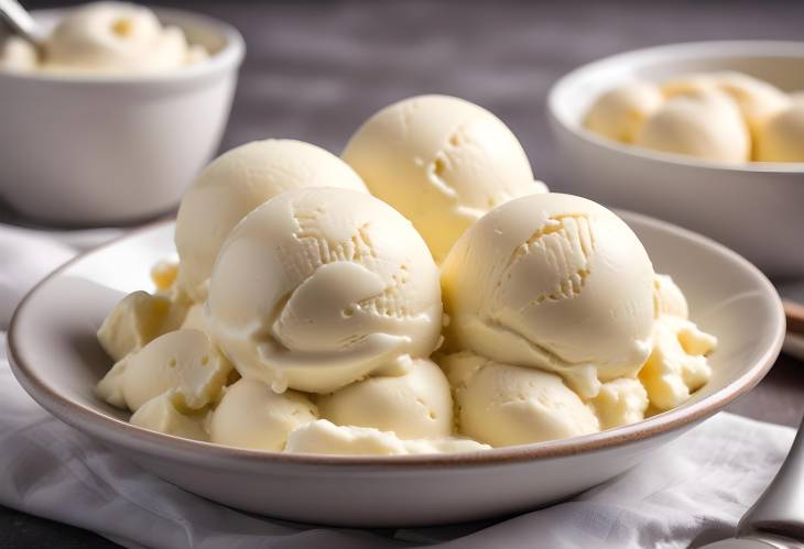 Classic Ricotta Ice Cream Creamy Frozen Treat with Soft Background Focus