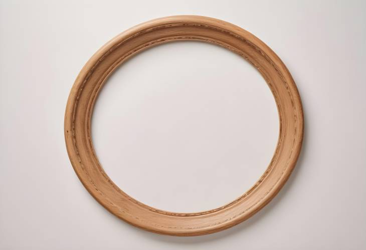 Classic Round Wooden Frame with a Neutral White Background for Photos