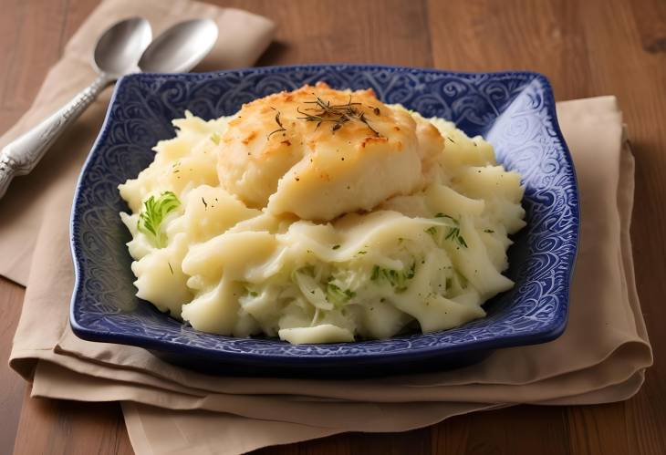 Classic Rumbledethumps Scottish Baked Mashed Potatoes with Cabbage and Onions