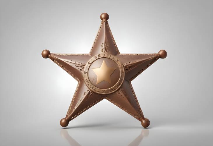 Classic Sheriff Star Badge Isolated on White Background