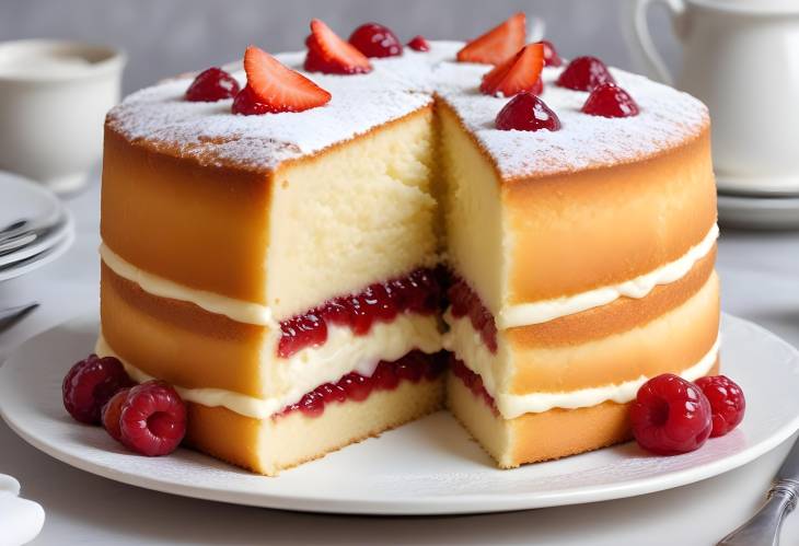 Classic Sponge Cake  Victoria Sponge with Jam and Cream Filling, Perfect for Tea