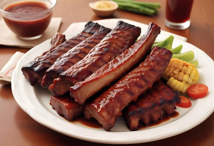 Classic St. Louis Style BBQ Vinegar Based Sauce on Tender Pork Ribs