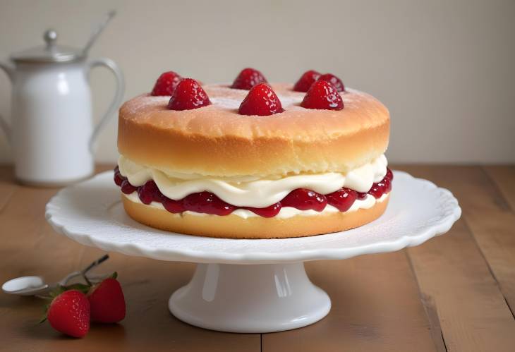 Classic Victoria Sponge Cake  Jam and Cream Filling with Fluffy Sponge Layers