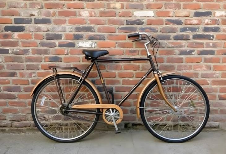 Classic Vintage Bicycle Leaning Against a Weathered Brick Wall with Rustic Appeal and Timeless