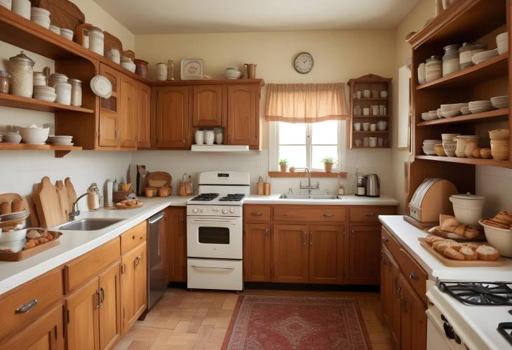 Classic Vintage Kitchen with Freshly Baked Goods Display