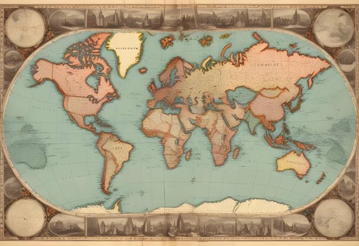 Classic Vintage Map with Intricate Borders