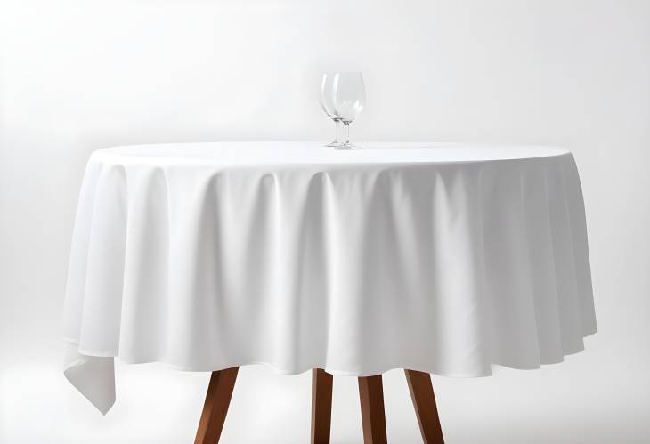 Classic White Tablecloth Draped Over Table Isolated on White  Elegant Design