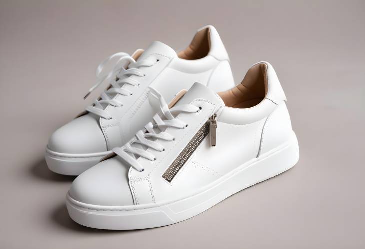 Classic White Women Sports Sneakers in Genuine Leather