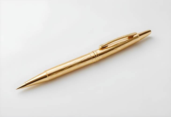 Classy Golden Pen Isolated on White Surface Ideal for Elegant and Professional Writing