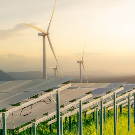 Clean Energy Wind Turbines and High Voltage Towers